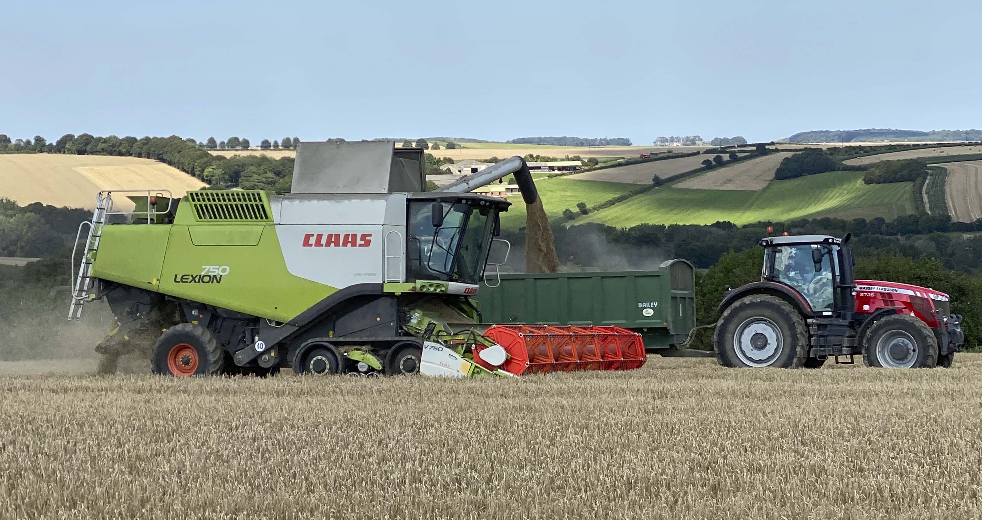 Tim harvesting in the Wolds.