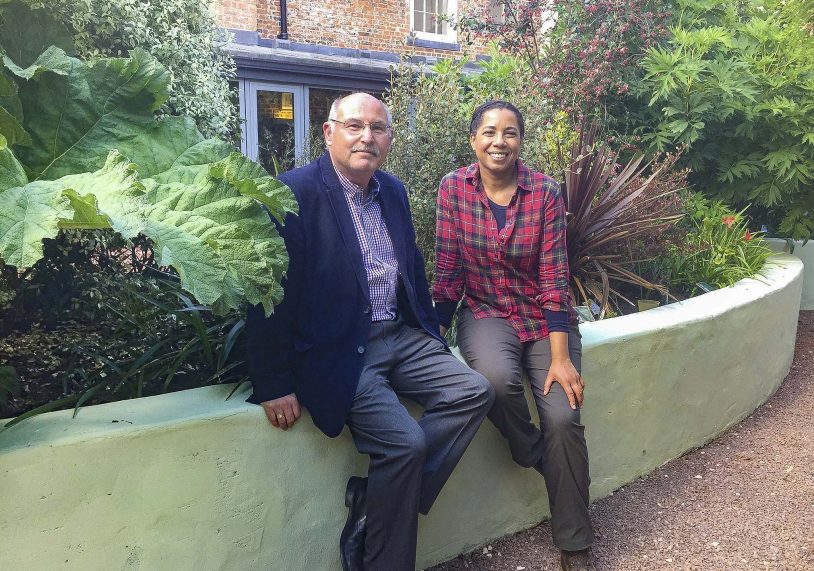 Paul Scott, one of the Trustees of the Joseph Banks Society with BBC Countryfile’s Marguerita Taylor. The image was taken in the tribute garden to the rear of the society’s new Natural Science Centre.