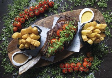 Tomahawk steak at the Marco Pierre White restaurant on the fifth floor of Doubletree by Hilton, Lincoln, £69.50/two to share.
