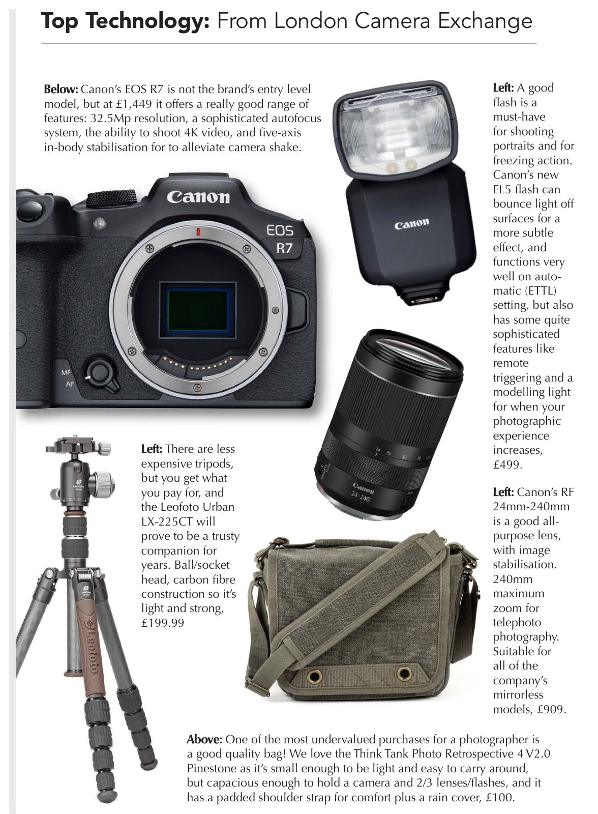 The latest camera equipment recommendations from London Camera Exchange.