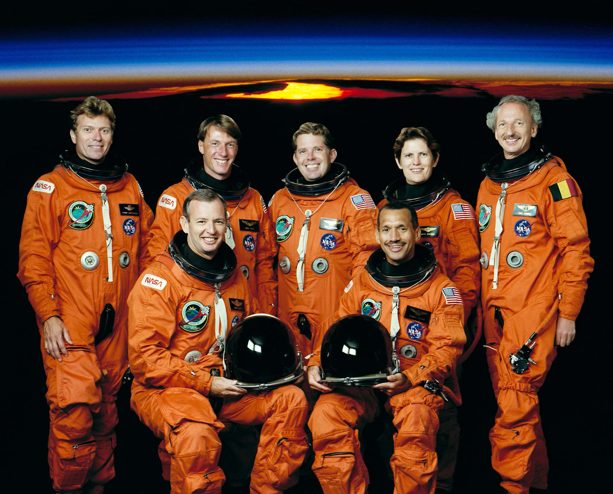 STS45 crew including Louth's Michael Foale, second left, back row.