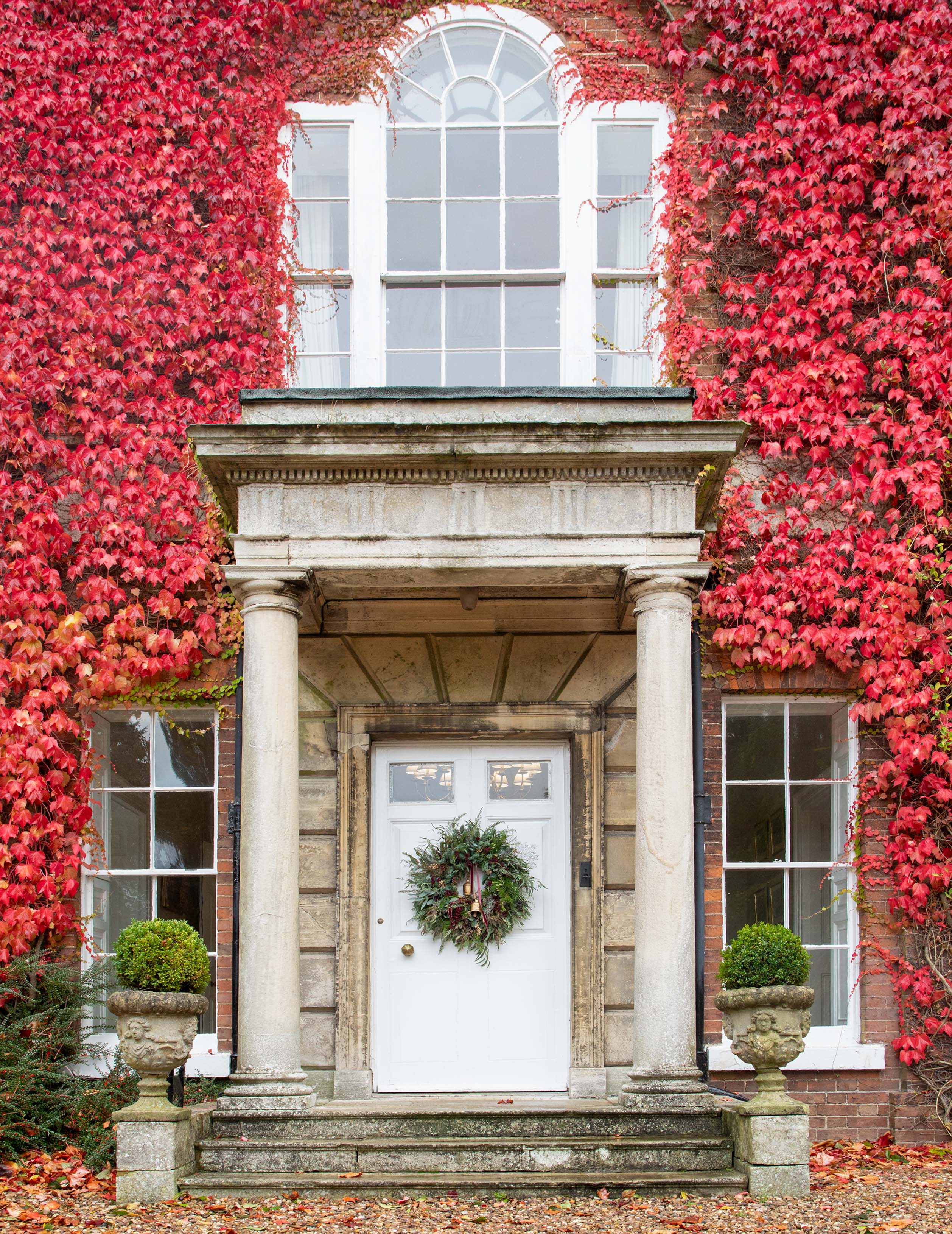 Claire's wreath on the front door of Wootton Hall.