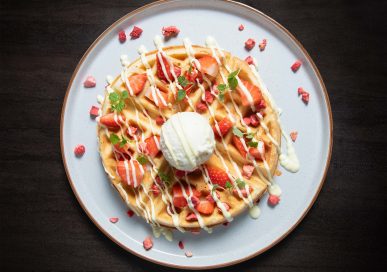 Strawberry Cheesecake Waffle at Millers Sleaford.