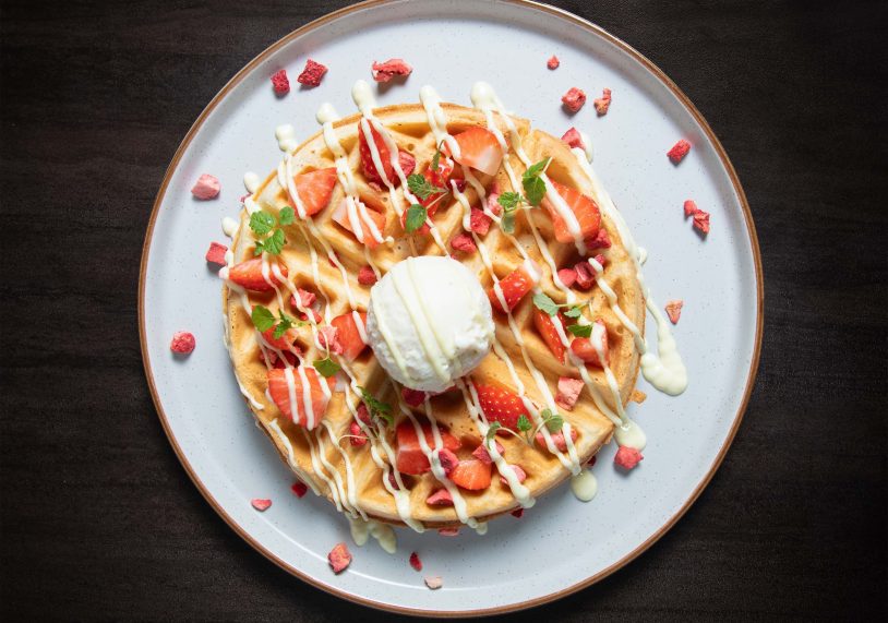 Strawberry Cheesecake Waffle at Millers Sleaford.