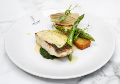 Fillet of sea bass at the White Hart Hotel.