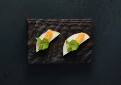 Cheese, orchard apple and sorrel.