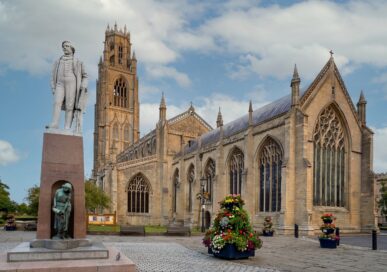 St Botolph's Church tower, known as Boston Stump, rising above Boston, Lincolnshire