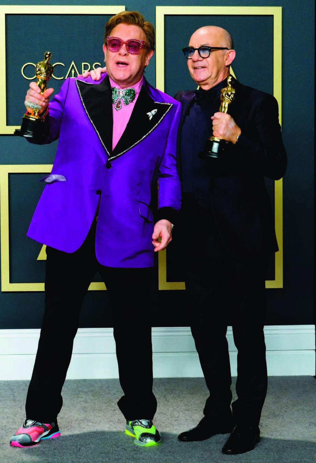Colour photograph of Lincolnshire lyricist Bernie Taupin with Elton John.