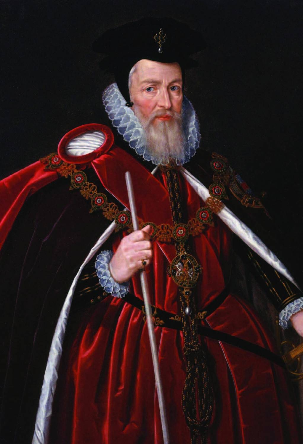 Painted portrait of Lincolnshire statesman William Cecil, Lord Burghley.