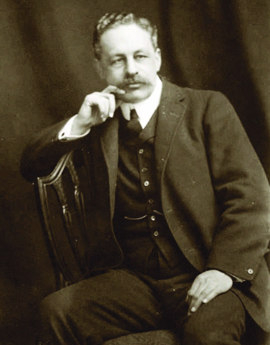 Seated portrait of Lincolnshire geographer and political thinker Sir Halford Mackinder.