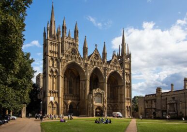 View of the Cathedral Church of St Peter, St Paul and St Andrew, Peterborough. Image: Shutterstock.