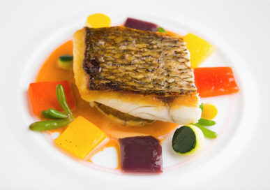 Seared Pink Bream at Hambleton Hall.