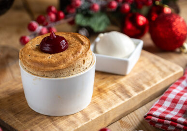 Christmas pudding souffle at The Olive Branch.