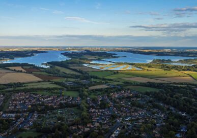 Aerial view of Rutland Water.