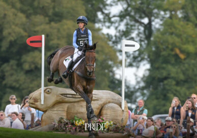 Ros Canter clearing a cross-country fence at Burghley Horse Trials. Image: BHT.