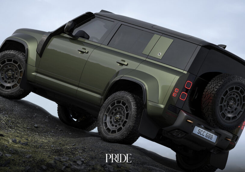 Latest-generation Defender shown in profile on open terrain