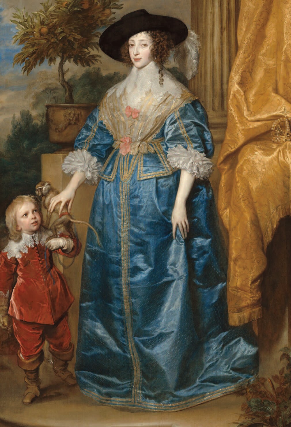 Sir Jeffrey Hudson with Queen Henrietta Maria in a historic court portrait