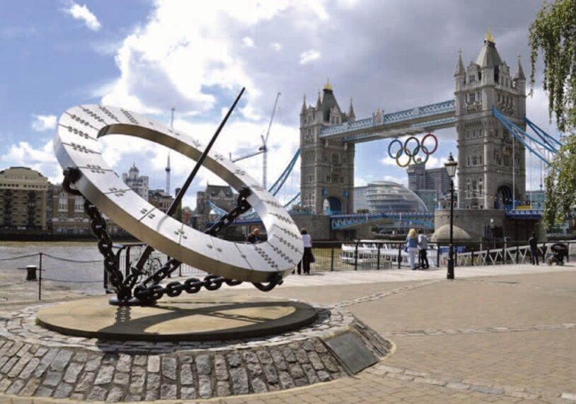 Wendy Taylor's Timepiece sculpture beside Tower Bridge in London