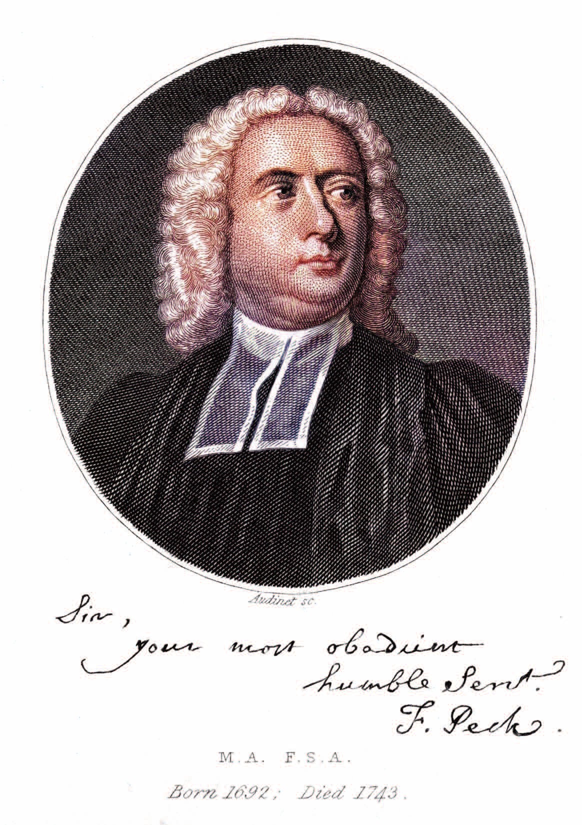 Historic portrait of Francis Peck, Stamford-born antiquary