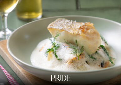 A beautifully presented fish dish at The Olive Branch restaurant in Clipsham, Rutland