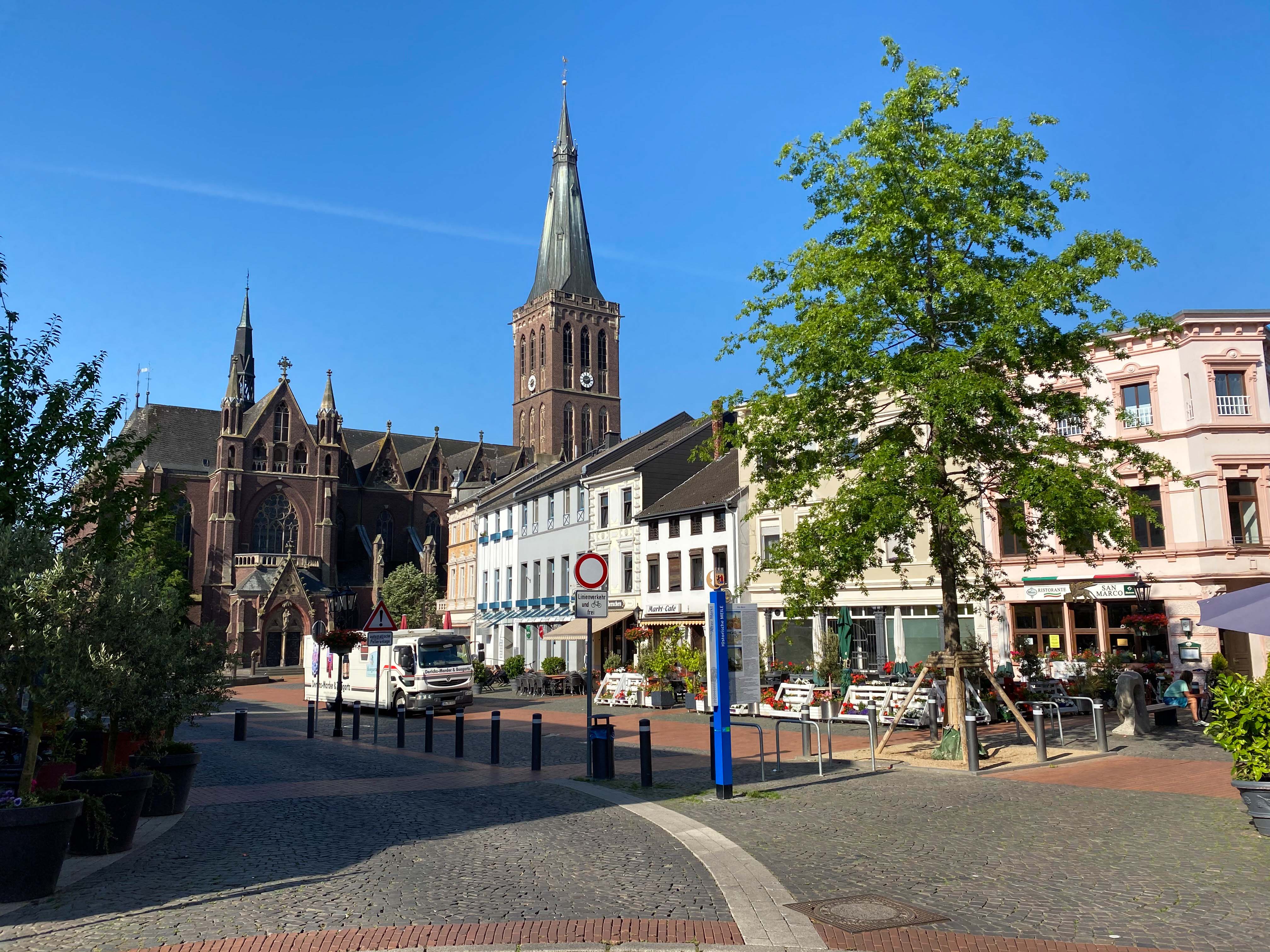 View over market square on gothic medieval St. Cornelius church, Viersen. Image: Shutterstock.