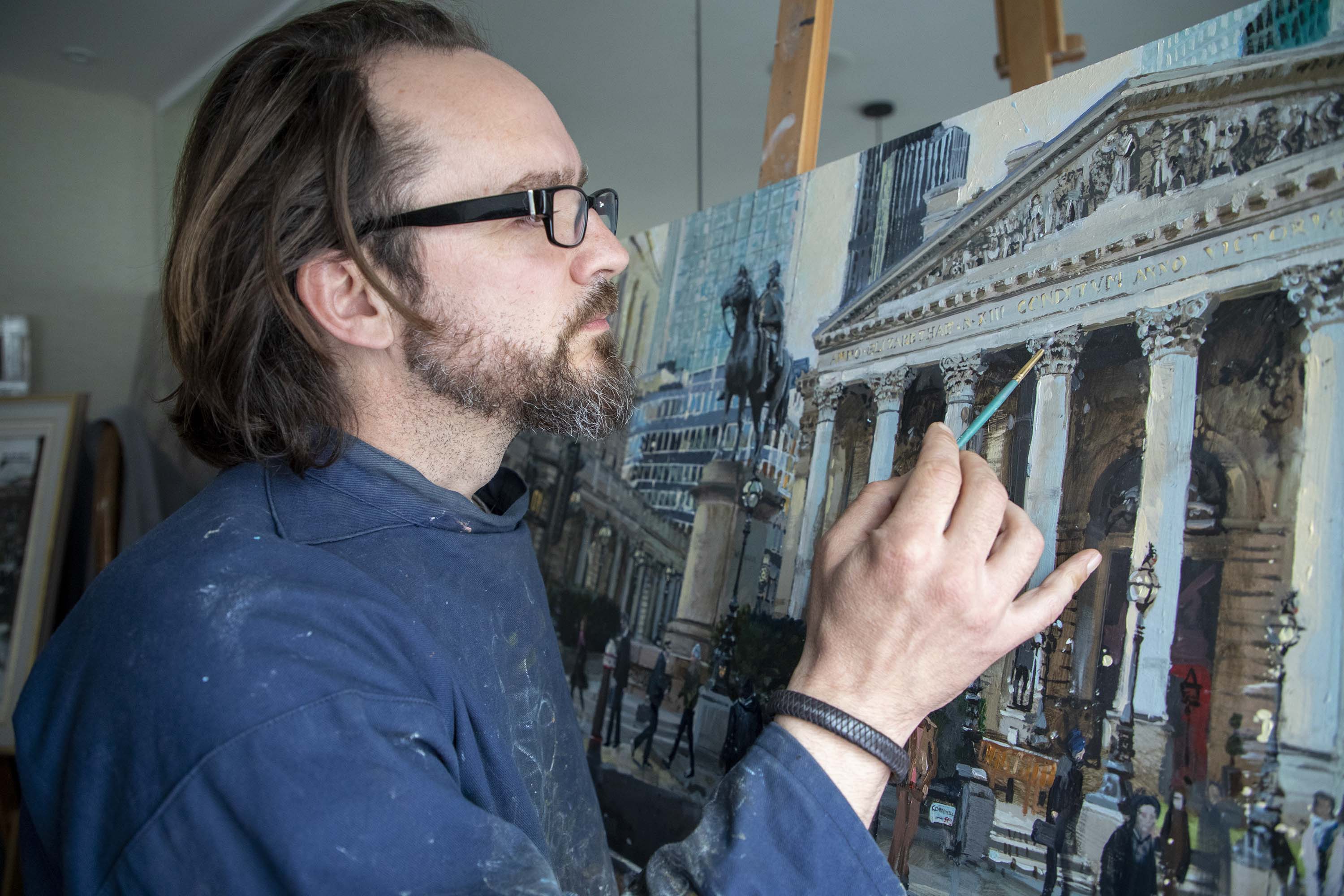 Nick Grove at work in his studio on Stamford's All Saints.