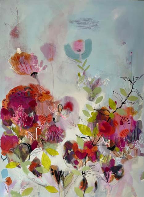 Horti Show Blousy Blooms 90cm x 65cm mixed media painting on framed box canvas, £1,100.